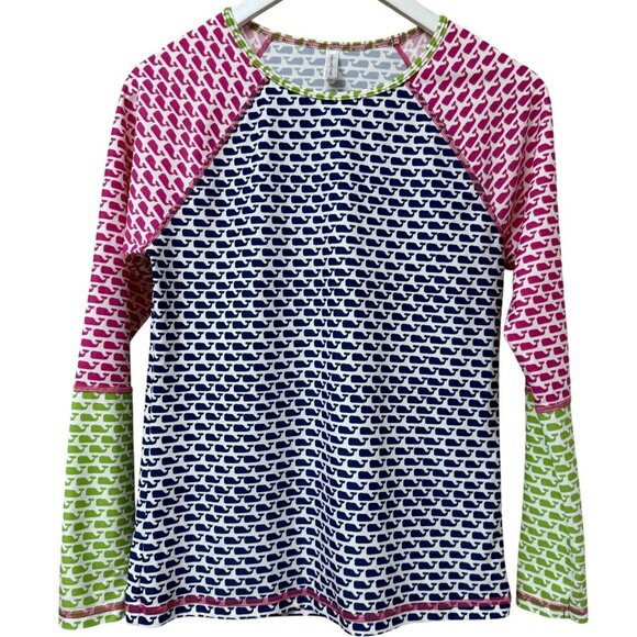 Vineyard Vines Beach Shirt Small Junior Whale Logo Rashguard Preppy Long Sleeve - Picture 1 of 8